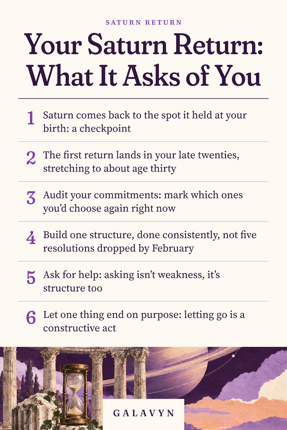 Galavyn cheat sheet: Your Saturn Return: What It Asks of You