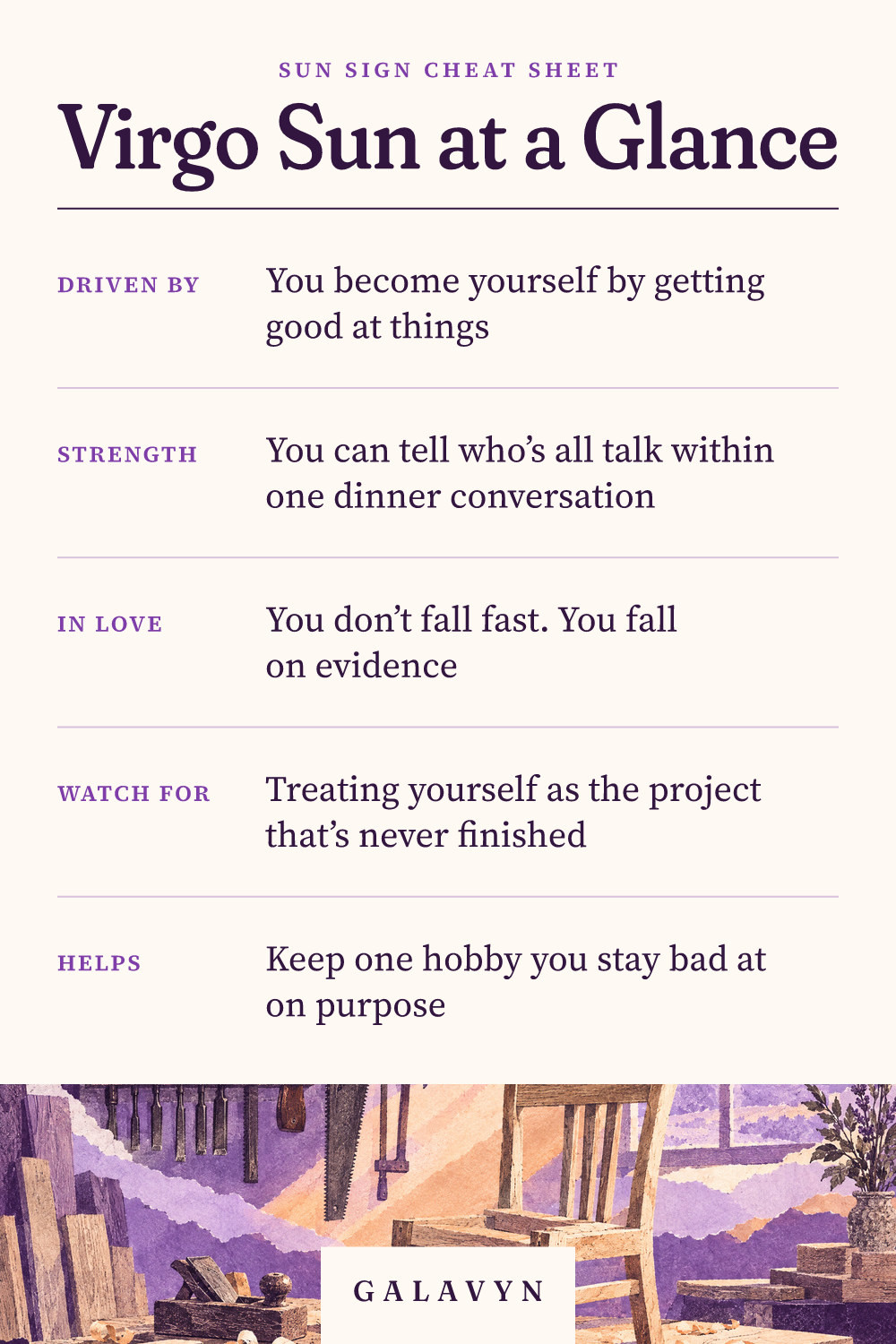 Galavyn cheat sheet: Virgo Sun at a Glance