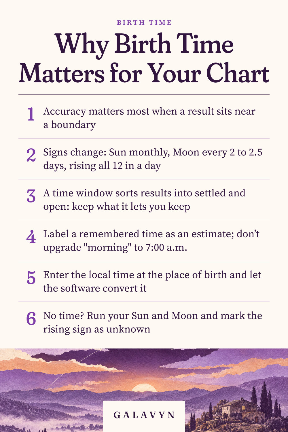 Galavyn cheat sheet: Why Birth Time Matters for Your Chart